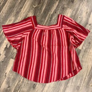 Pink and Red Striped Blouse